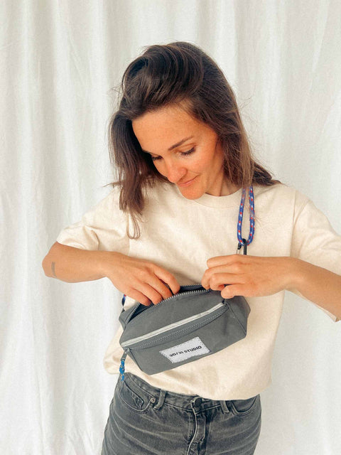 upcycled hip bag charcoal