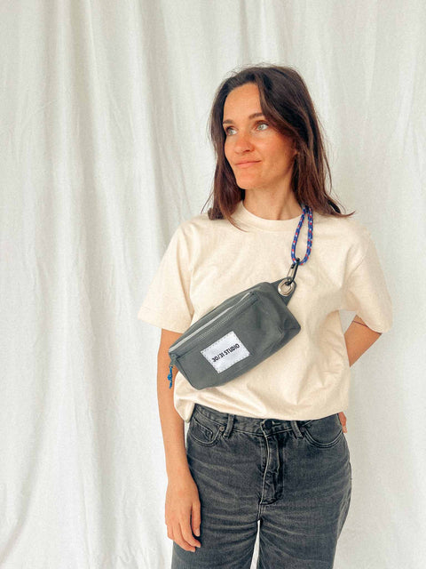 upcycled hip bag charcoal