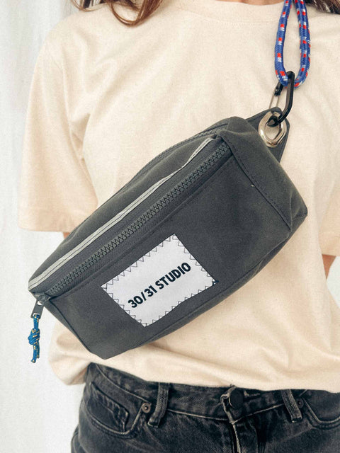 upcycled hip bag charcoal