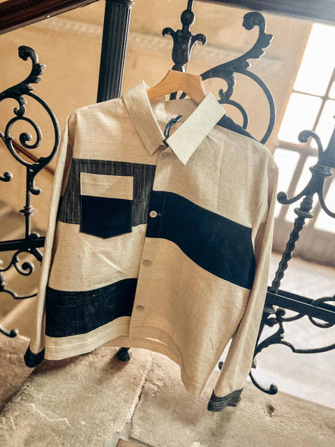 handmade shirt jacket cream/black