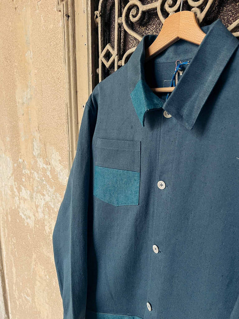 handmade shirt jacket azure blue no. 1