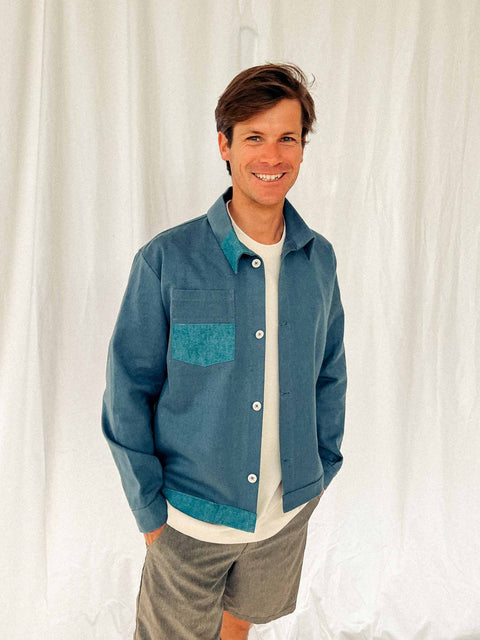 handmade shirt jacket azure blue no. 1