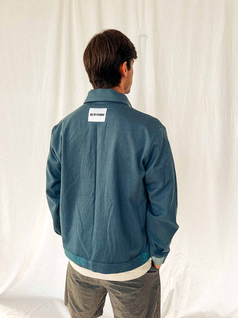 handmade shirt jacket azure blue no. 1