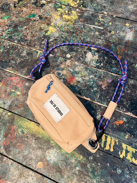 upcycled hip bag beige