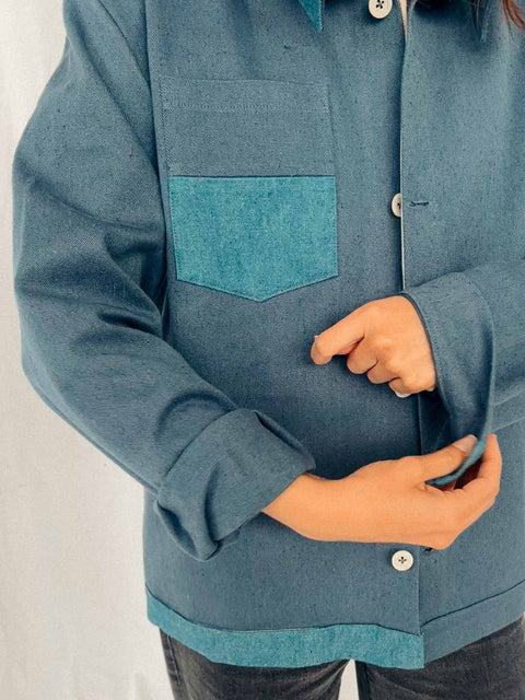 handmade shirt jacket azure blue no. 1