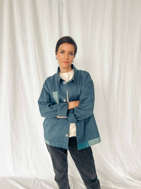 handmade shirt jacket azure blue no. 2