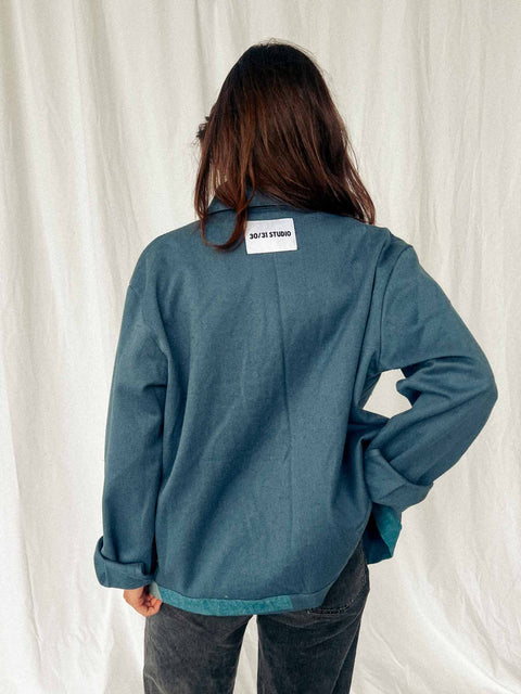handmade shirt jacket azure blue no. 1