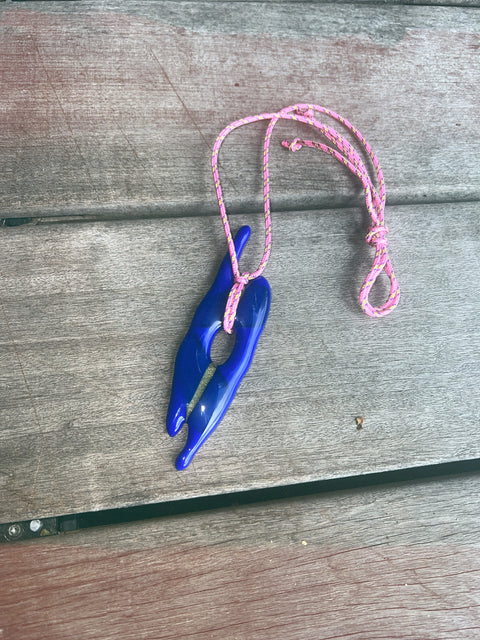 necklace with glass pendant dark blue