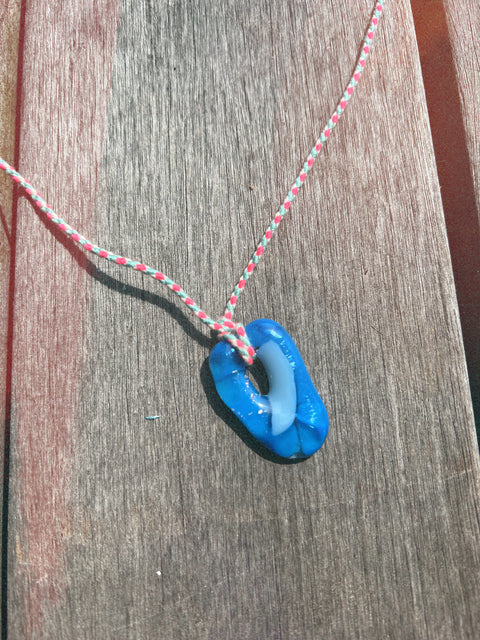 necklace with glass pendant blue