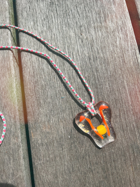 necklace with glass pendant orange