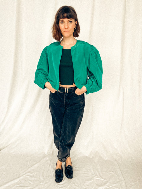 vintage cropped satin jacket