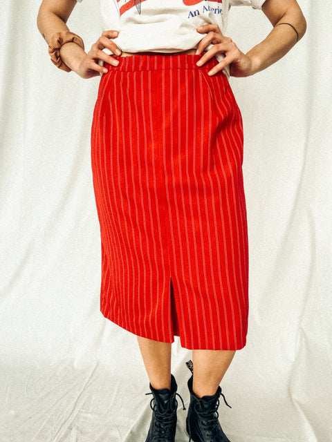 vintage striped skirt red