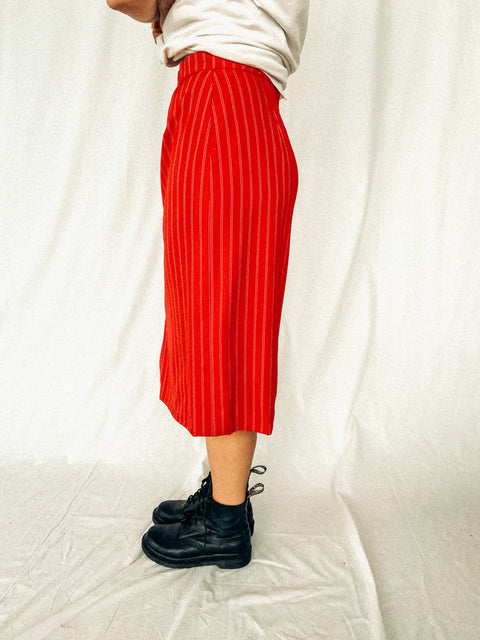 vintage striped skirt red