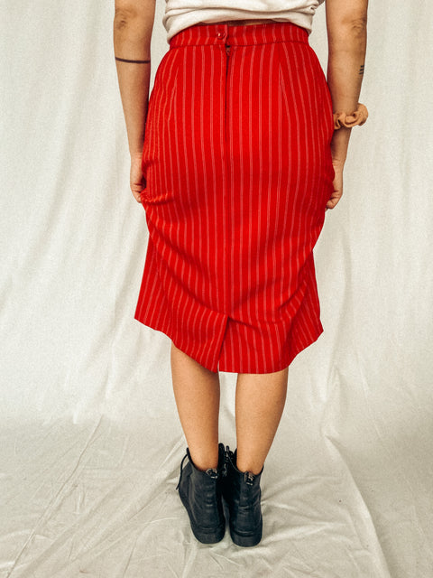 vintage striped skirt red