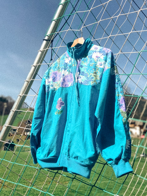 vintage windbreaker blue flowers