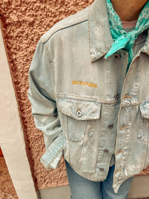 vintage denim jacket reworked mellow yellow