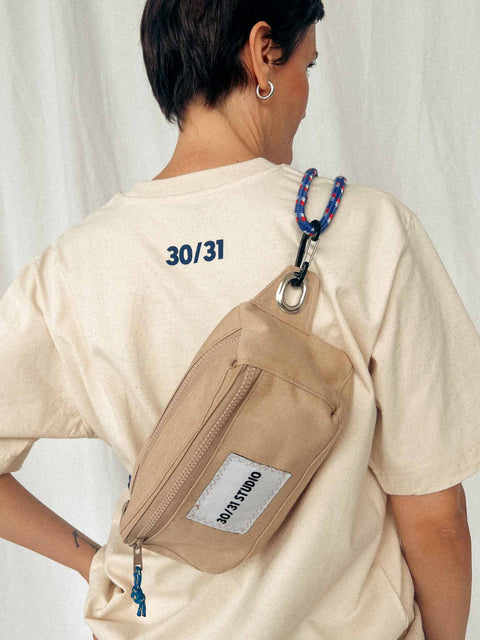 upcycled hip bag beige