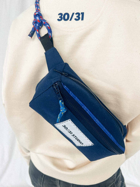 upcycled hip bag navy blue