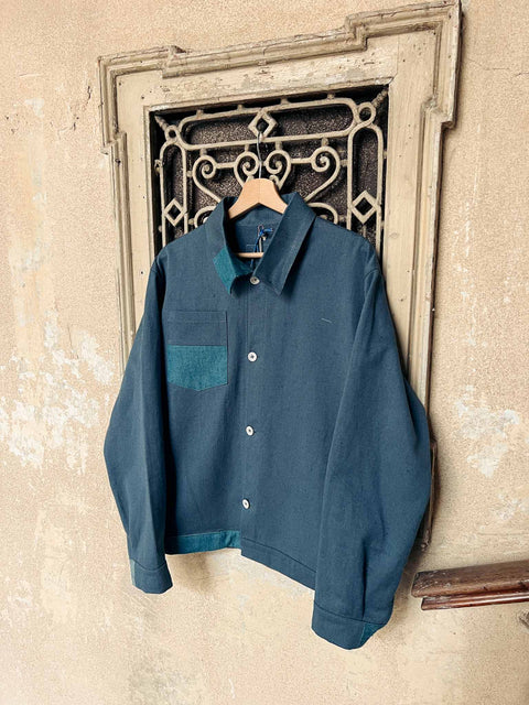 handmade shirt jacket azure blue no. 1