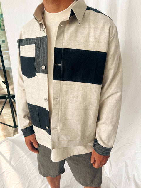 handmade shirt jacket cream/black
