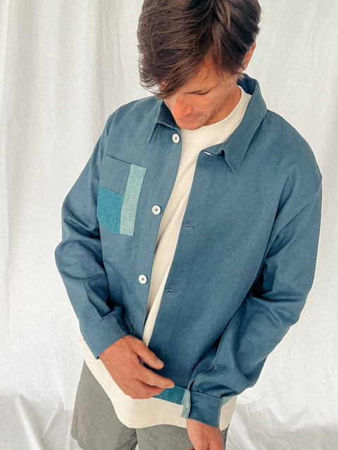 handmade shirt jacket azure blue no. 2