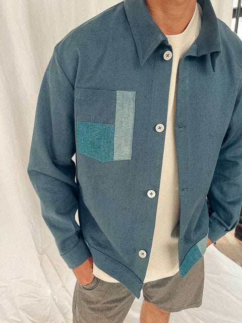 handmade shirt jacket azure blue no. 2