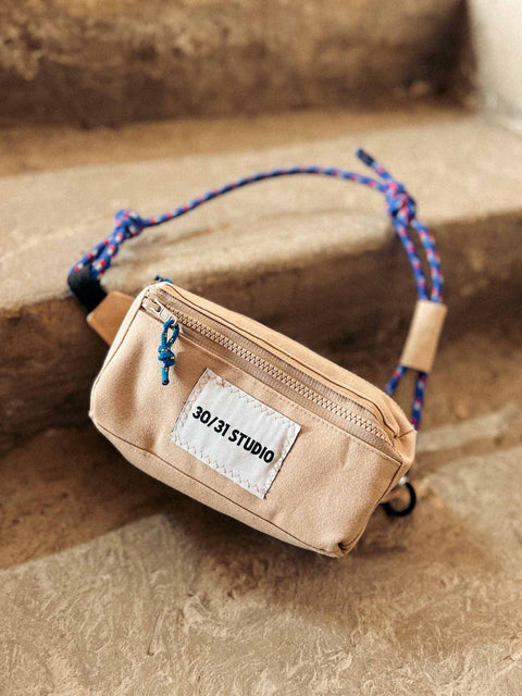 upcycled hip bag beige