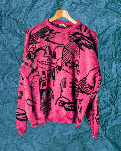 vintage pullover 80s fuchsia