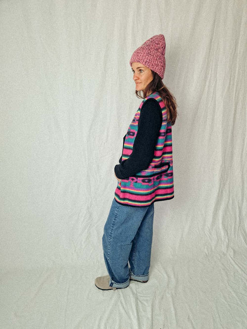 vintage fleece vest rainbow