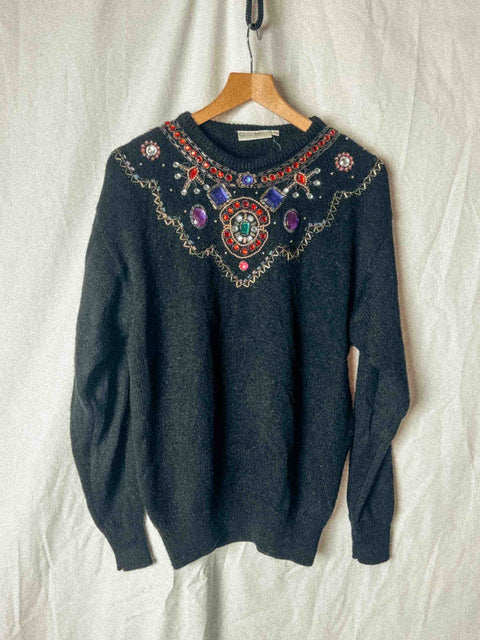 vintage embellished pullover festive