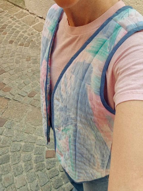 handmade vest pastels & flowers