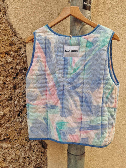 handmade vest pastels & flowers