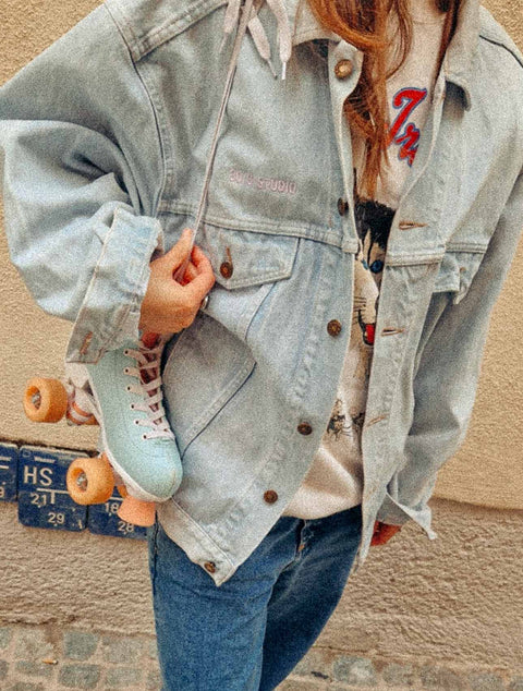vintage denim jacket pastel dream