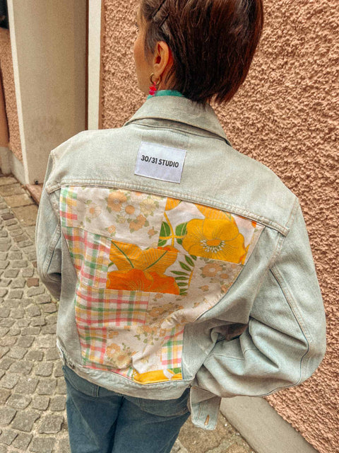 vintage denim jacket reworked mellow yellow