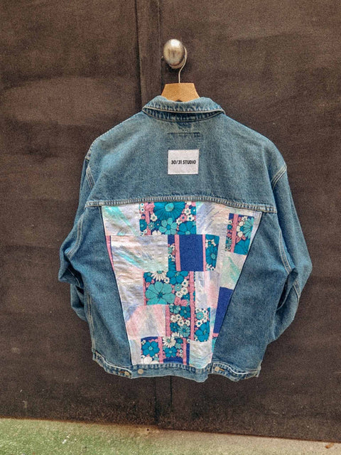 vintage denim jacket reworked flower power