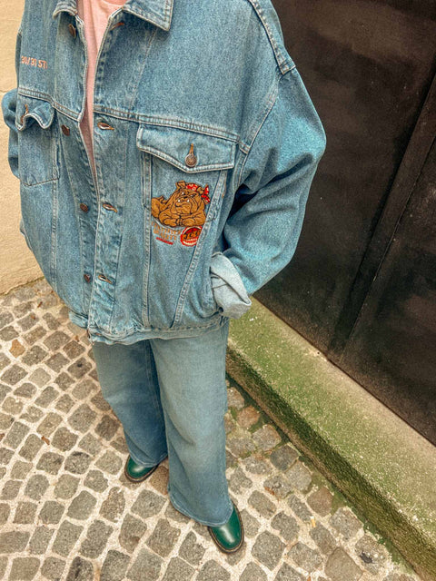 vintage denim jacket reworked roses