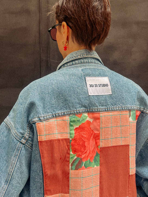 vintage denim jacket reworked roses