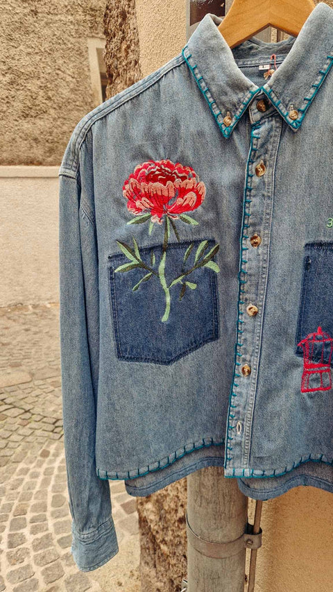 vintage denim shirt reworked love yourself