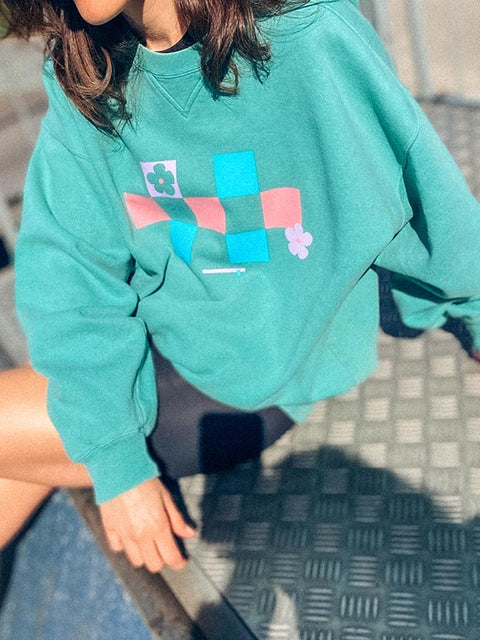 vintage rubix sweater blue green reworked