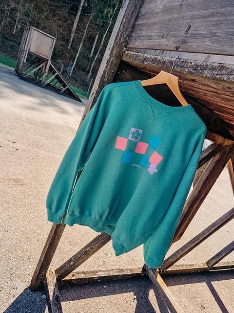 vintage rubix sweater blue green reworked