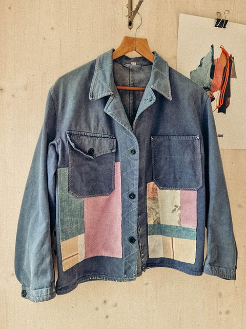 vintage workwear jacket reworked patchwork
