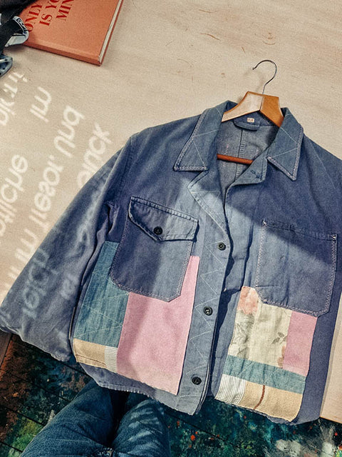 vintage workwear jacket reworked patchwork