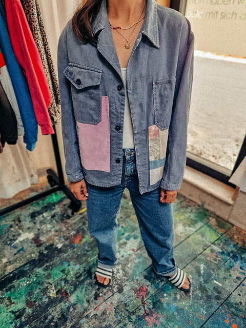 vintage workwear jacket reworked patchwork