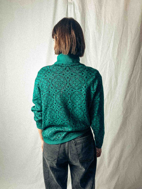 vintage pullover green glitter