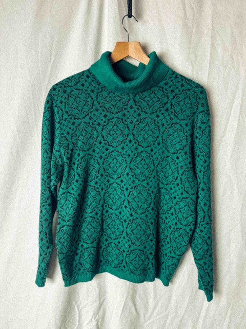 vintage pullover green glitter