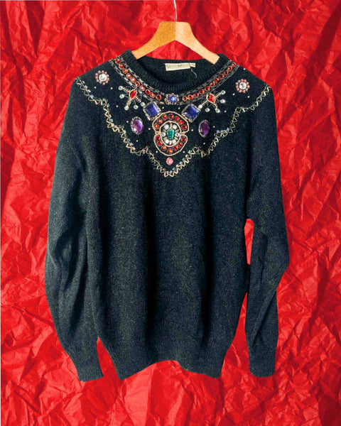 vintage embellished pullover festive